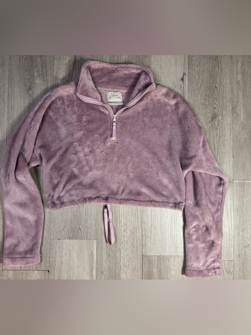 Urban Outfitters Purple Lavender Cropped Fleece 1/4 Zip Long Sleeve Top Small